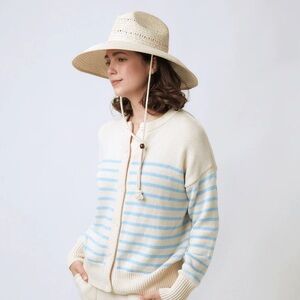 Minnow Cream / Peri Blue Cardigan Sweater